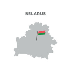 Belarus vector map with the flag inside. Map of the Belarus with the national flag isolated on white background. Vector illustration. Map have mark the capital city of Belarus.
