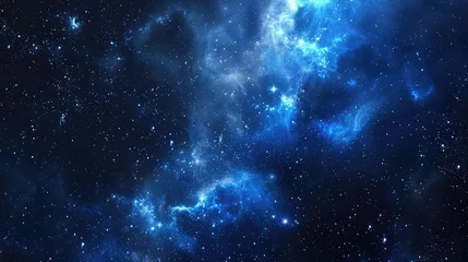 Foto auf Alu-Dibond Night shining starry sky, blue space background with stars, cosmos © Khalif