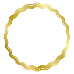 Golden round metal frame isolated on white. Vector frame for photo. Frame for text, certificate, pictures, diploma. Luxury, gold, wedding, celebration. Worn, old frame