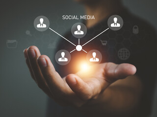 social media network connection People online from far away places using internet technology.