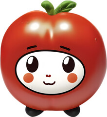Cute Cartoon Tomato icon, Kawaii Tomato clipart.