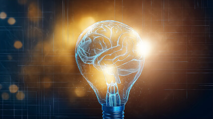 Image of technology ideas, the spark of thought begins in the human brain. - obrazy, fototapety, plakaty