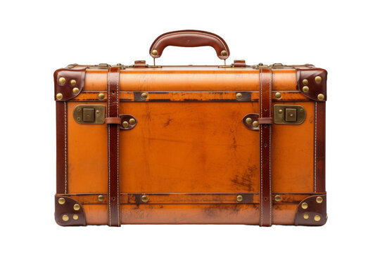 Brown Suitcase on White Surface. On a White or Clear Surface PNG Transparent Background.