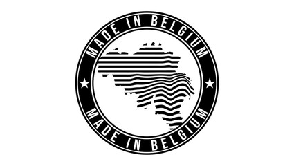 made in Belgium stamp, black isolated silhouette