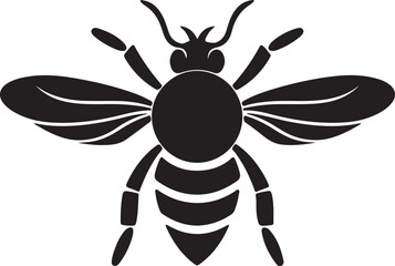 Bee Silhouette Vector Illustration White Background