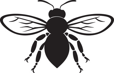 Bee Silhouette Vector Illustration White Background