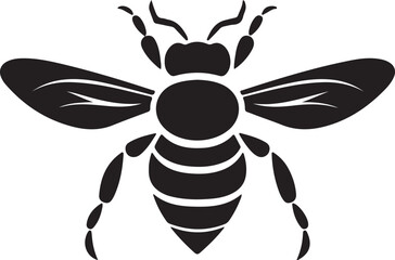 Bee Silhouette Vector Illustration White Background