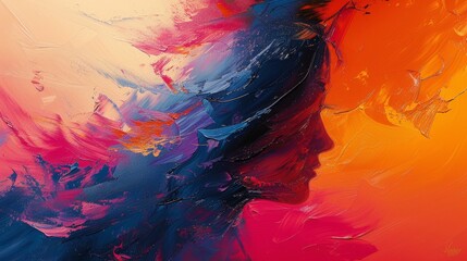 Abstract colorful portrait painting
