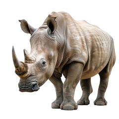 Obraz premium Side view of rhino isolated on a cut out PNG transparent background