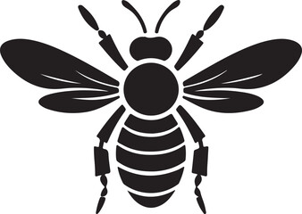 Bee Silhouette Vector Illustration White Background