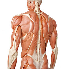 Detailed anatomy model of human back muscles - obrazy, fototapety, plakaty