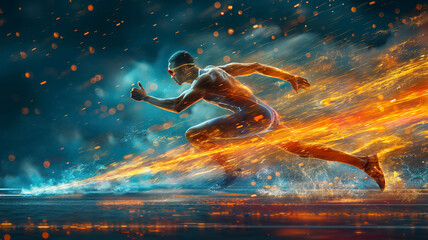 inspired sprint athletes determination  - obrazy, fototapety, plakaty