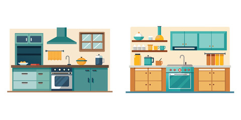 Kitchen collection set isolated flat vector illustration on white background