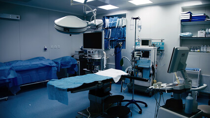 Operating room in a modern hospital. Concept of surgery, operations and health.