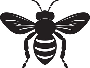 Bee Silhouette Vector Illustration White Background