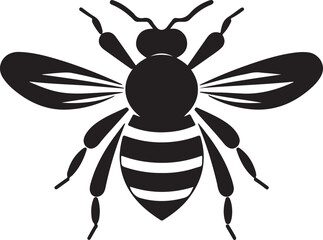 Bee Silhouette Vector Illustration White Background