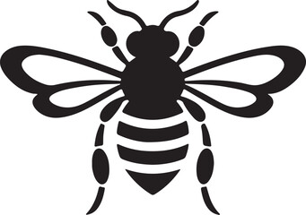 Bee Silhouette Vector Illustration White Background