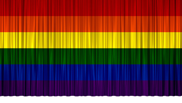 Vorhang in den Farben der Regenbogenflagge