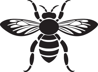 Bee Silhouette Vector Illustration White Background
