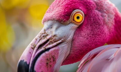 Naklejka premium Closeup of an Flamingos face