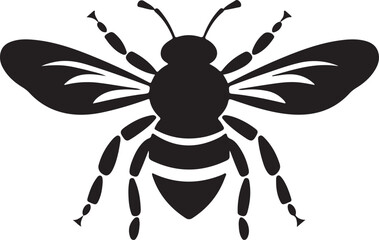 Bee Silhouette Vector Illustration White Background