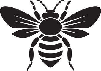 Bee Silhouette Vector Illustration White Background