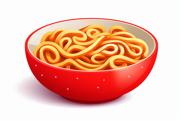 Illustration of a red bowl full of mouth-watering spaghetti noodles, perfect for a meal