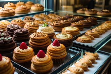 Assorted Gourmet Cupcakes Displayed in Bakery