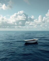 A small boat in a vast ocean, symbolizing the vast journey of leadership and the courage to sail uncharted waters