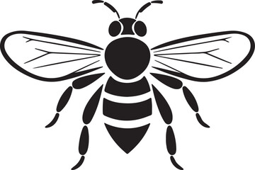 Bee Silhouette Vector Illustration White Background