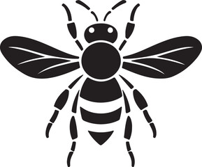 Bee Silhouette Vector Illustration White Background
