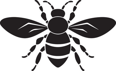 Bee Silhouette Vector Illustration White Background