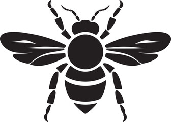 Bee Silhouette Vector Illustration White Background
