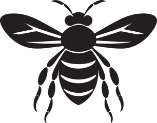 Bee Silhouette Vector Illustration White Background