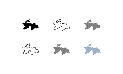 Outline map of the Tajikistan. Map of the Tajikistan. Linear style. Vector icons