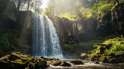 waterfall in the forest, 