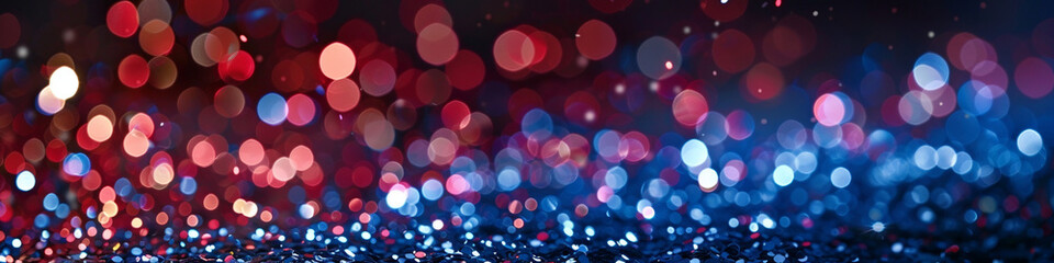 abstract background with red, white, and blue glitter elements scattered throughout