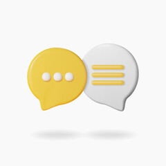 3D round speech bubbles symbol for chat. 3d render glossy plastic chat icon. Vector illustration.