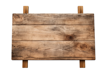 Wooden Sign on White Background. On a White or Clear Surface PNG Transparent Background.