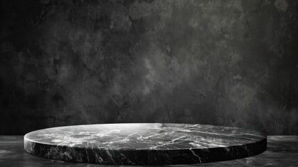 A black marble slab with a circular shape - obrazy, fototapety, plakaty
