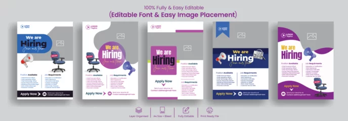 Foto op Plexiglas Set of editable print flyer or poster template for Job hiring and recruitment suitable for corporate business promotional flyer leaflet or  book cover design © joynul