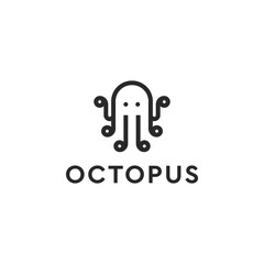 Octopus Line Art Logo Style