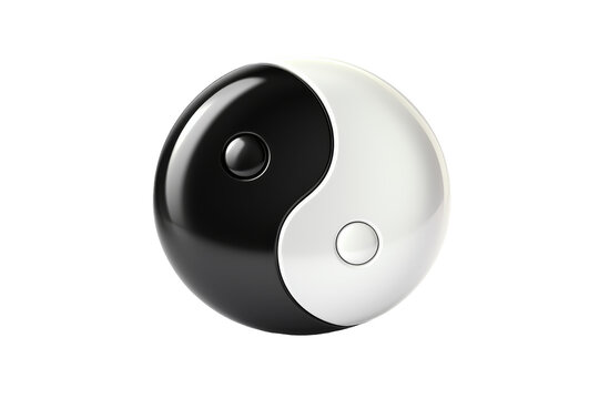 Black and White Yin-Yang Symbol on White Background. On a White or Clear Surface PNG Transparent Background.