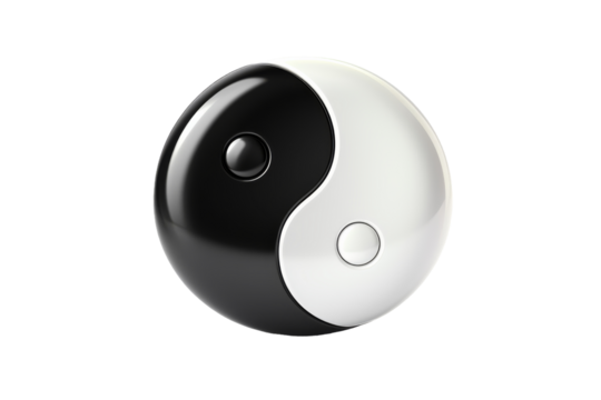 Black and White Yin-Yang Symbol on White Background. On a White or Clear Surface PNG Transparent Background.
