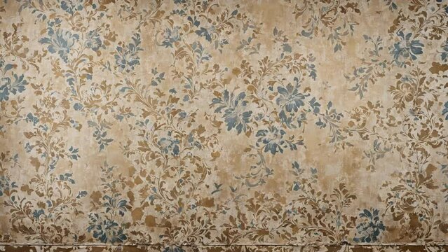 Old worn vintage wallpaper. Stop motion animated looped background