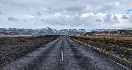 Iceland road with mountains