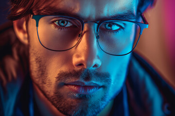 Photo of european man in glasses. Png high quality image. For banners and glasses shop advertising web banners and printing. 