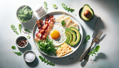 Keto Breakfast Perfection: Balanced, Healthy, and Delicious - obrazy, fototapety, plakaty