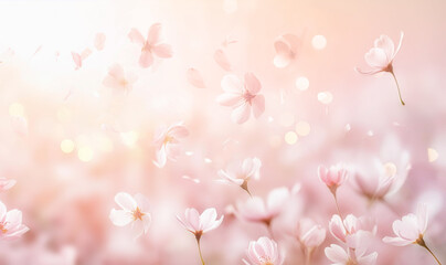 벚꽃이 흩날리는 핑크 배경