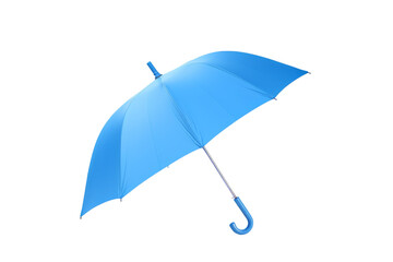 Open Blue Umbrella on White Background. On a White or Clear Surface PNG Transparent Background.